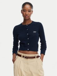 Tommy Jeans Kardigan Pointelle DW0DW22931 Granatowy Regular Fit. Niebieskie kardigany damskie Tommy Jeans, xs, bez wzorów, z jeansu, bez kołnierzyka, bez ramiączek, bez kaptura. Za 449.99 zł.