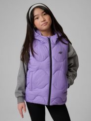 4F Bezrękawnik z wypełnieniem syntetycznym dziewczęcy - fioletowy 158 (12-13 lat). Fioletowe kurtki i płaszcze dla dziewczynek 4f, bez wzorów, z materiału, bez kaptura. Za 139.99 zł.