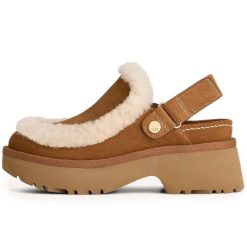 Kozaki Ugg Australian W Esmee Clog Damskie. Brązowe kozaki damskie UGG, z materiału, bez obcasa, na obcasie. Za 756.60 zł.