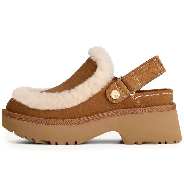 Kozaki Ugg Australian W Esmee Clog Damskie. Brązowe kozaki damskie UGG, z materiału, bez obcasa, na obcasie. Za 668.99 zł.