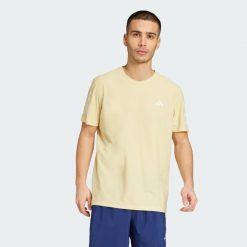 Koszulka Own The Run. Żółte koszulki sportowe męskie Adidas, l, bez wzorów, bez kołnierzyka, bez ramiączek, do biegania. Za 159.00 zł.