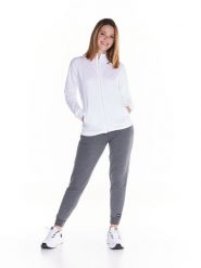 Bluza z zamek błyskawiczny na co dzień na siłownię. Białe bluzy damskie LEONE 1947 APPAREL, xl, bez wzorów, z dresówki, bez kaptura. Za 252.56 zł.