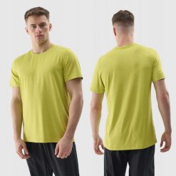 T-SHIRT MĘSKI 4F KOSZULKA TRENINGOWA TFTSM598. Zielone koszulki sportowe męskie 4f, m, bez wzorów, z dresówki, biznesowe, bez kołnierzyka. Za 99.99 zł.