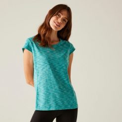 Hyperdimension II damska koszulka. Niebieskie koszulki sportowe damskie Regatta, bez wzorów, eleganckie, bez kołnierzyka. Za 96.10 zł.