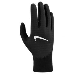 Rękawice polarowe Nike Therma-Fit Pacer Sphere RG. Czarne rękawiczki męskie Nike, bez wzorów, z polaru, sportowe. Za 196.50 zł.