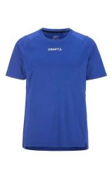 Craft Rush 2.0 SS Tee M – Lekka koszulka treningowa z poliestru z recyklingu. Niebieskie koszulki sportowe męskie Craft, l, bez wzorów, bez kołnierzyka, bez ramiączek, na fitness i siłownię. Za 183.00 zł.