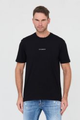 C.P. COMPANY Czarny t-shirts Short Sleeve. Czarne t-shirty męskie C.P. Company, l, bez wzorów, z bawełny, bez kołnierzyka. W wyprzedaży za 349.99 zł.