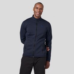 Bluza narciarska męska rozpinana z półgolfem Odlo BERRA. Niebieskie bluzy sportowe męskie Odlo, m, bez wzorów, bez kaptura, narciarskie. Za 340.70 zł.