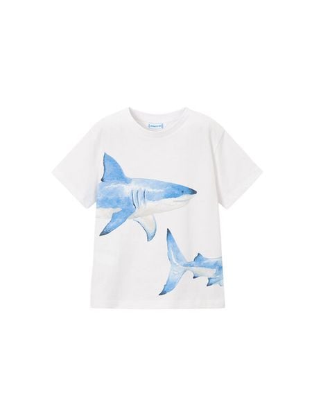 Mayoral T-Shirt 3080 Biały Regular Fit. Białe t-shirty dla chłopców Mayoral, bez wzorów, z bawełny, bez ramiączek. Za 65.99 zł.