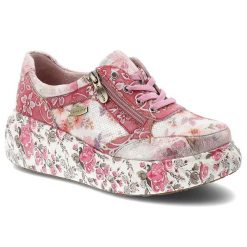 Sneakersy damskie Laura Vita, ze skóry naturalnej na solidnej podeszwie z klasycznym sznurowaniem, różowe, 51 SL26803B-51B. Czerwone półbuty damskie Laura Vita, bez wzorów, ze skóry, klasyczne, bez obcasa, bez zapięcia. Za 419.00 zł.