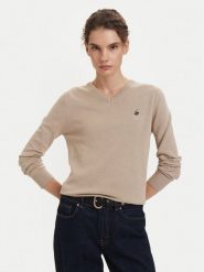 Beverly Hills Polo Club Sweter P-SS26W-M536563 Beżowy Regular Fit. Brązowe swetry damskie Beverly Hills Polo Club, m, bez wzorów, z bawełny, bez kołnierzyka, bez ramiączek, bez kaptura. Za 269.99 zł.