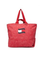 Tommy Jeans Torebka Tjw Wave Flag Med Tote AW0AW18466 Koralowy. Pomarańczowe torebki do ręki damskie Tommy Jeans, bez wzorów, z jeansu, bez dodatków. Za 409.99 zł.