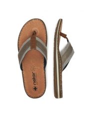 Rieker Japonki 21095-42 Beżowy. Brązowe klapki męskie Rieker, z materiału. Za 289.99 zł.