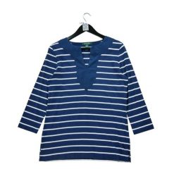Second life - Długi rękaw Damska koszulka Navy Blue - Jak nowy. Niebieskie t-shirty damskie Ralph Lauren, bez wzorów, bez kołnierzyka. Za 76.10 zł.