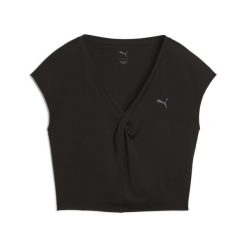 Damska koszulka z węzłem MOVE CLOUDPSUN PUMA Black. Czarne koszulki sportowe damskie Puma, m, bez wzorów, sportowe, bez kołnierzyka. Za 106.99 zł.