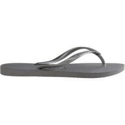 Klapki damskie Havaianas Slim. Szare klapki damskie Havaianas, bez wzorów, sportowe, bez obcasa. W wyprzedaży za 103.65 zł.