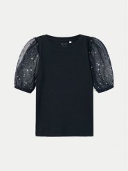 NAME IT Bluzka 13236047 Granatowy Slim Fit. Niebieskie bluzki dla dziewczynek Name it, bez wzorów, z bawełny, bez ramiączek. Za 49.99 zł.