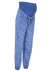 Lekkie spodnie ciążowe z wiskozy, Loose Fit. Niebieskie spodnie materiałowe damskie bonprix, bez wzorów, z dżerseju. Za 59.99 zł.