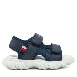 Sandały Tommy Hilfiger. Niebieskie sandały chłopięce Tommy Hilfiger, bez zapięcia. Za 179.99 zł.