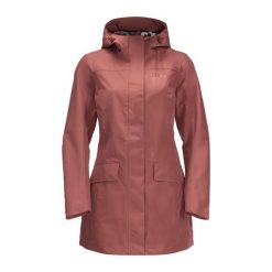 Kurtka przeciwdeszczowa damska Jack Wolfskin Cape York Paradise. Czerwone kurtki damskie Jack Wolfskin, s, bez wzorów, bez kaptura. Za 429.99 zł.