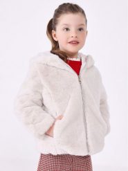 Mayoral Futro 4.407 Beżowy Regular Fit. Brązowe kurtki i płaszcze dla dziewczynek Mayoral, bez wzorów, z futra, bez kaptura. Za 289.99 zł.