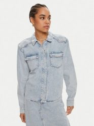 Gestuz Koszula jeansowa Kaily 10909063 Niebieski Oversize. Niebieskie bluzki damskie Gestuz, bez wzorów, z bawełny, bez kołnierzyka, bez ramiączek. Za 339.99 zł.