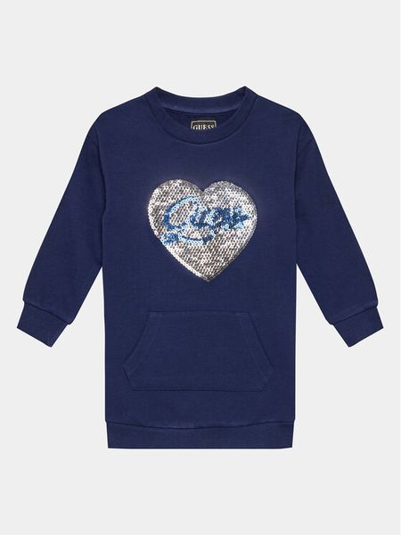 Guess Sukienka codzienna K3BK26 KAD73 Granatowy Regular Fit. Niebieskie sukienki dla dziewczynek Guess, z aplikacjami, z bawełny, bez ramiączek. Za 109.99 zł.