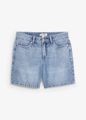 Szorty jeansowe, średni stan. Niebieskie szorty damskie bonprix, bez wzorów, z denimu. Za 107.99 zł.
