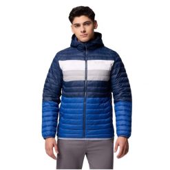 Kurtka sportowa męska Powder Pass Hooded Jacket. Niebieskie kurtki męskie Columbia, m, bez wzorów, z nylonu. Za 399.00 zł.