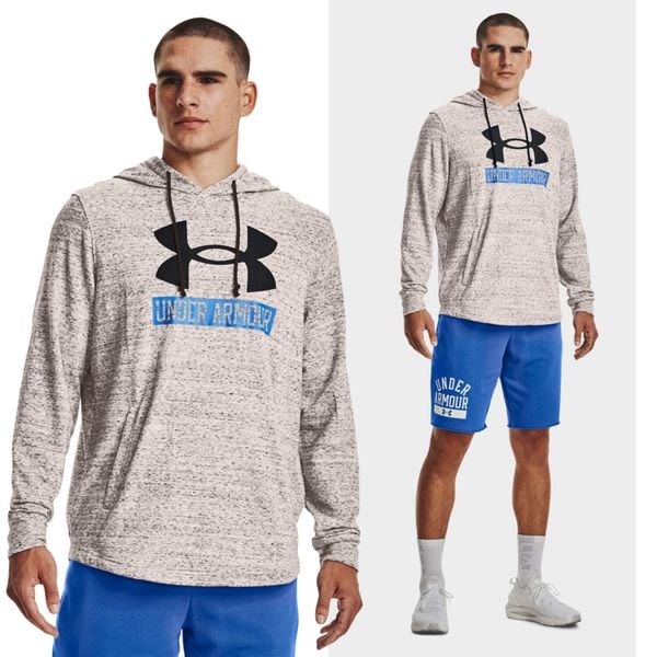 Bluza fitness męska UNDER ARMOUR Rival Terry z kapturem. Szare bluzy męskie Under Armour, m, bez wzorów, z kapturem, na fitness i siłownię. Za 109.99 zł.