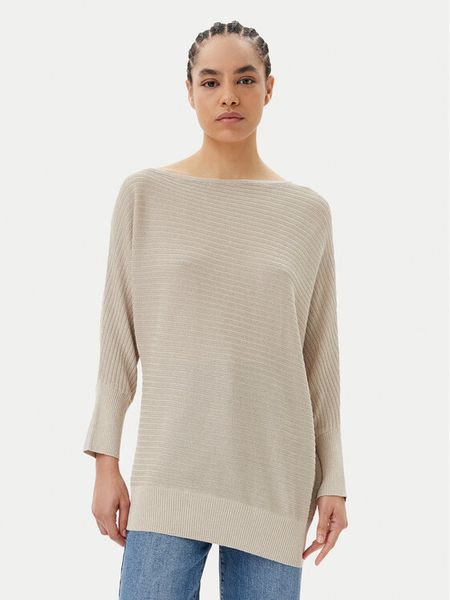 Morgan Sweter 251-MREC Beżowy Regular Fit. Brązowe swetry damskie Morgan, l, bez wzorów, z wiskozy, bez kołnierzyka, bez ramiączek, bez kaptura. Za 149.99 zł.