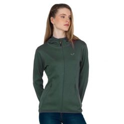 Damska bluza rozpinana z kapturem 100% Merino - Marin/Woolona. Zielone bluzy damskie WOOLONA, bez wzorów, z kapturem. W wyprzedaży za 540.00 zł.