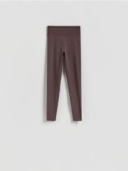 Gładkie legginsy - brązowy. Brązowe legginsy damskie Reserved, l, bez wzorów, z dzianiny. Za 89.99 zł.