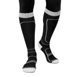 Skarpety narciarskie z wełny Sporty zimowe Siroko SRX GLIDE B&W. Czarne skarpety damskie SIROKO, bez wzorów, z materiału. Za 126.00 zł.