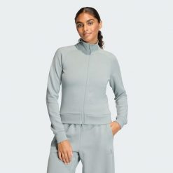 Bluza Dresowa Soft Lux Slim. Zielone bluzy damskie Adidas, xl, bez wzorów, z dresówki, bez kaptura. Za 299.00 zł.