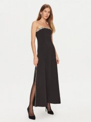 Eleh Sukienka wieczorowa E00348 Czarny Regular Fit. Czarne sukienki damskie Eleh, s, bez wzorów, z syntetyku, wizytowe, bez kołnierzyka, bez ramiączek. Za 499.99 zł.