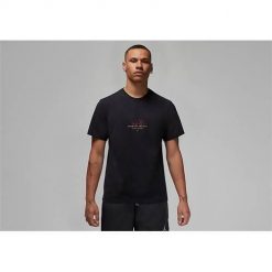 Koszulka sportowa męska Nike Air Jordan Essenial Graphic. Czarne koszulki sportowe męskie Nike, m, bez wzorów, z bawełny, bez kołnierzyka, bez ramiączek. Za 239.99 zł.
