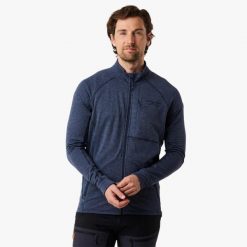 Bluza polarowa rozpinana turystyka męska Swedemount Lofoten Midlayer Full Zip. Niebieskie bluzy męskie SWEDEMOUNT, m, bez wzorów, z polaru, bez kaptura, narciarskie. W wyprzedaży za 185.00 zł.