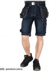 JEANS415-TS - Elastyczne spodnie ochronne do pasa z krótkimi nogawkami, męskie - granatowo-czarny 3XL. Brązowe spodnie materiałowe męskie Reis, m, bez wzorów, z jeansu. Za 144.06 zł.