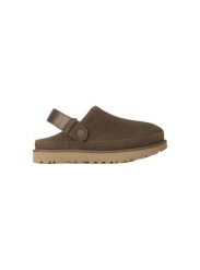 Damskie klapki Ugg Goldenstar clog 1138252-DNS. Brązowe klapki damskie UGG, bez wzorów, z materiału, eleganckie, bez obcasa. Za 447.77 zł.