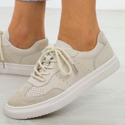 Beżowe skórzane półbuty damskie Vinceza 41481. Brązowe półbuty damskie VINCEZA, na jesień, bez wzorów, z jeansu, biznesowe, bez obcasa, bez zapięcia. Za 199.00 zł.