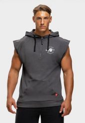 Huntley Bluza z kapturem bez rękawów - Dark Szary. Szare bluzy męskie GORILLA WEAR, m, bez wzorów, z bawełny, z kapturem. Za 305.00 zł.