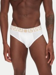 Versace Komplet 3 par slipów AU10327 Biały. Białe slipki męskie Versace, l, bez wzorów, z bawełny. Za 379.99 zł.