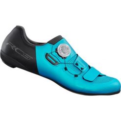 Rower szosowy - SH-RC502 Damskie buty kolarskie. Niebieskie obuwie sportowe damskie Shimano, bez wzorów, z nylonu, rowerowe. W wyprzedaży za 421.65 zł.