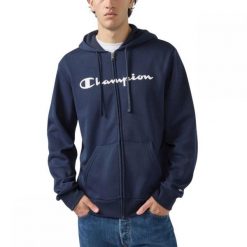 Bluza męska treningowa z kapturem Champion granatowa. Niebieskie bluzy męskie Champion, m, bez wzorów, z bawełny, z kapturem. Za 259.00 zł.