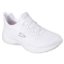 Buty do chodzenia damskie Skechers Dynamight. Białe obuwie sportowe damskie Skechers, bez wzorów, z materiału, trekkingowe. Za 361.00 zł.