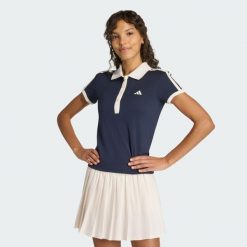 Koszulka Polo Tennis Classics. Niebieskie koszulki sportowe damskie Adidas, bez wzorów, bez kołnierzyka, bez ramiączek, tenisowe, climacool (adidas). Za 219.00 zł.