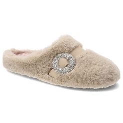 Beżowe Kapcie Macarena Domowe Eleganckie Obuwie Damskie. Brązowe kapcie damskie Macarena, bez wzorów, z materiału. Za 229.00 zł.