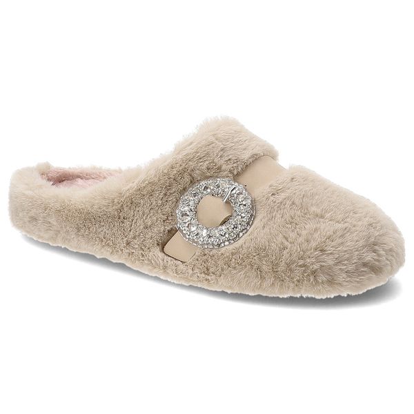 Beżowe Kapcie Macarena Domowe Eleganckie Obuwie Damskie. Brązowe kapcie damskie Macarena, bez wzorów, z materiału. Za 229.00 zł.