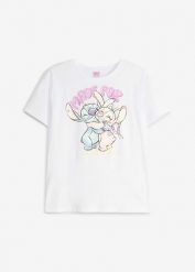 Koszulka oversize z motywem Disney Stitch. Czerwone t-shirty i topy dla dziewczynek bonprix, bez wzorów, z bawełny, bez ramiączek. Za 59.99 zł.